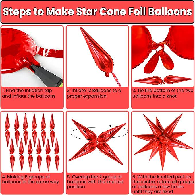 Large Red Star Balloons 20 Inch Pack of 52 for Christmas Birthday Party Decor