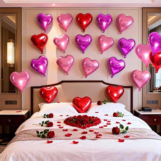 50pcs 10 Inch Red Heart Balloons Romantic Love Balloon Kit for Wedding Birthday