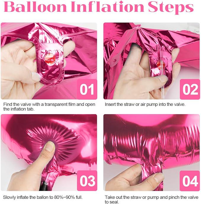 12Pcs Pink Heart Balloons Pastel Foil Balloons for Birthday Wedding Party
