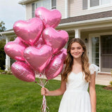 12Pcs Pink Heart Balloons Pastel Foil Balloons for Birthday Wedding Party