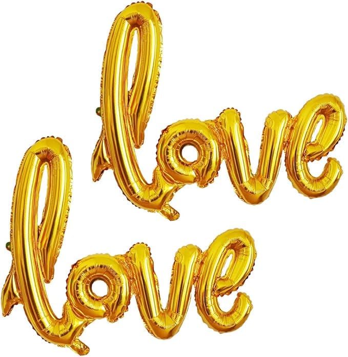 42 Inch Gold Love Letter Balloons 2Pcs Giant Balloons for Wedding Birthday Party