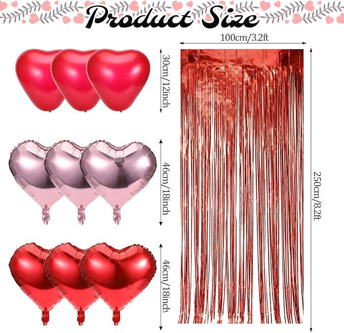 76Pcs Valentines Day Balloon Set I Love You Heart Balloons Wedding Party Decor