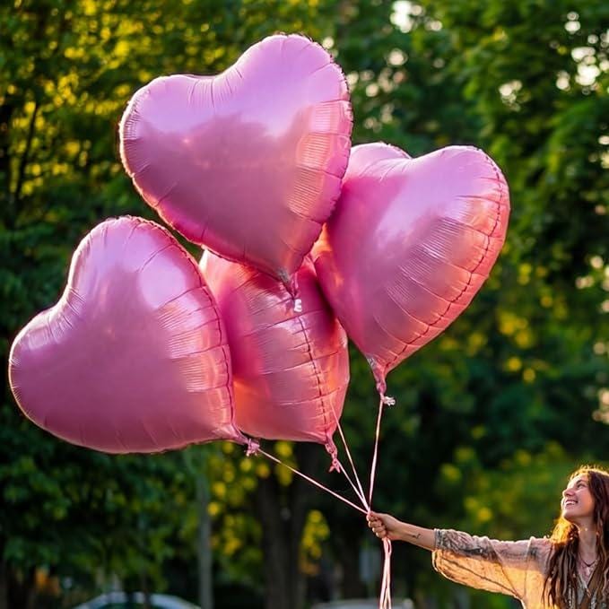 18Pcs Pink 32 Inch Large Heart Balloons Jumbo Foil Balloons Valentines Decor