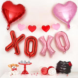 6Pcs Red XOXO Heart Balloons Valentines Day Party Decor for Anniversary Romantic