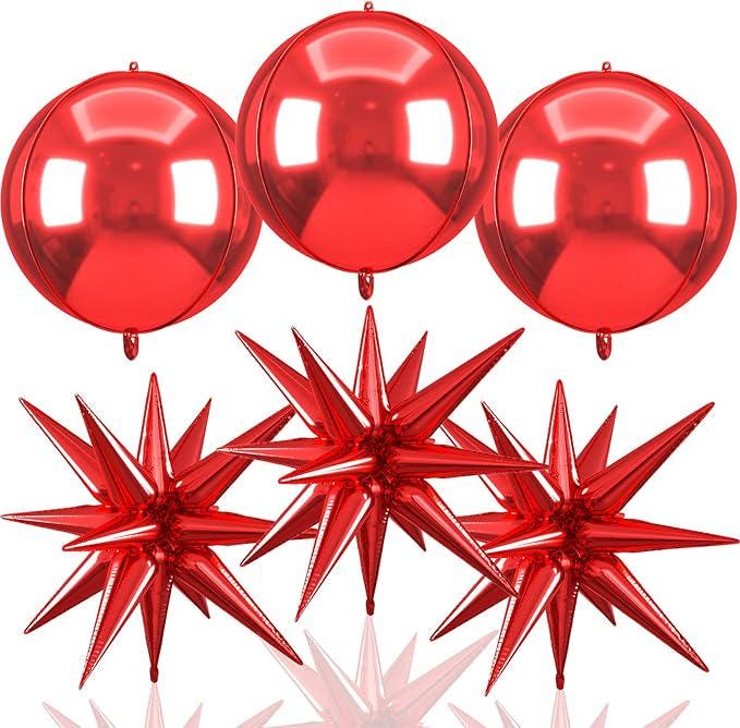 6Pcs 22 Inch Red Star Balloons Large Foil Balloons Birthday Wedding Party Decor