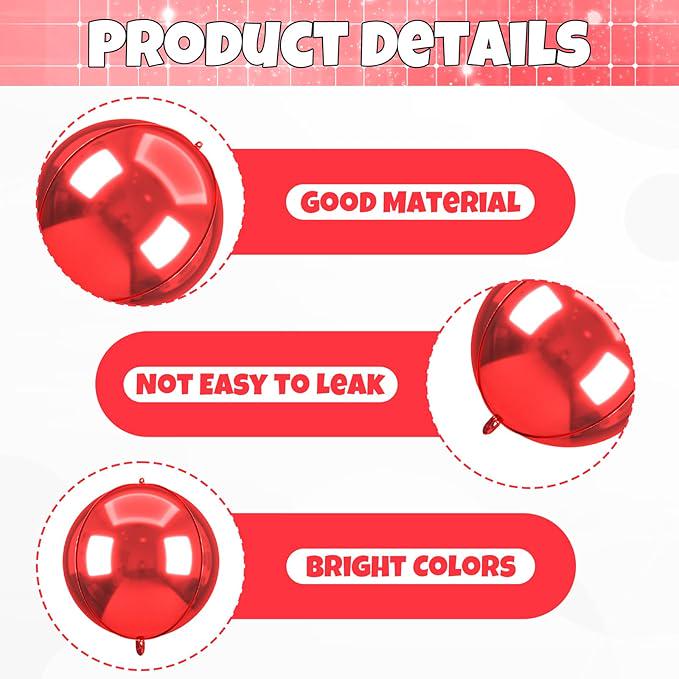 6Pcs 22 Inch Red Star Balloons Large Foil Balloons Birthday Wedding Party Decor