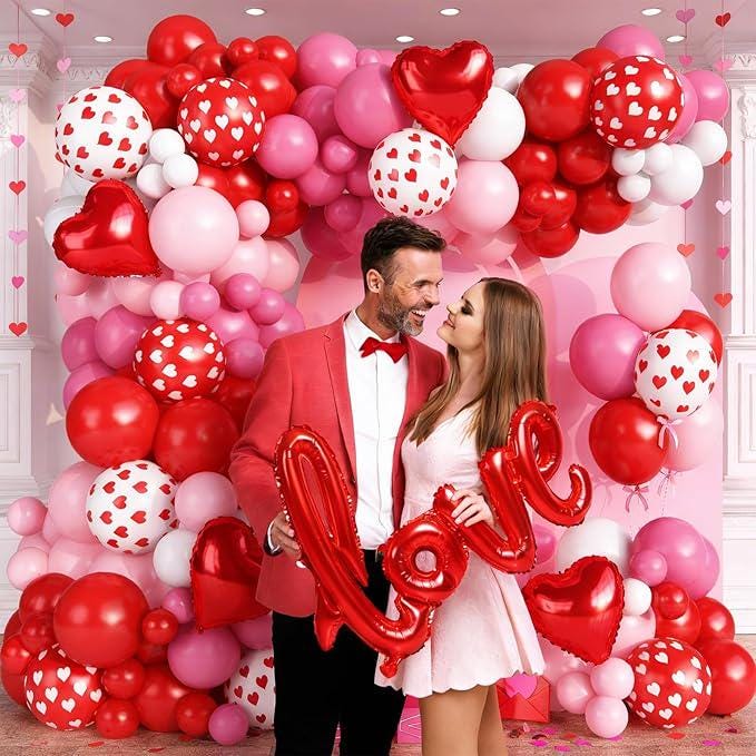 Valentines Day Balloon Arch Garland Kit 126Pcs Red Pink Heart Party Decor
