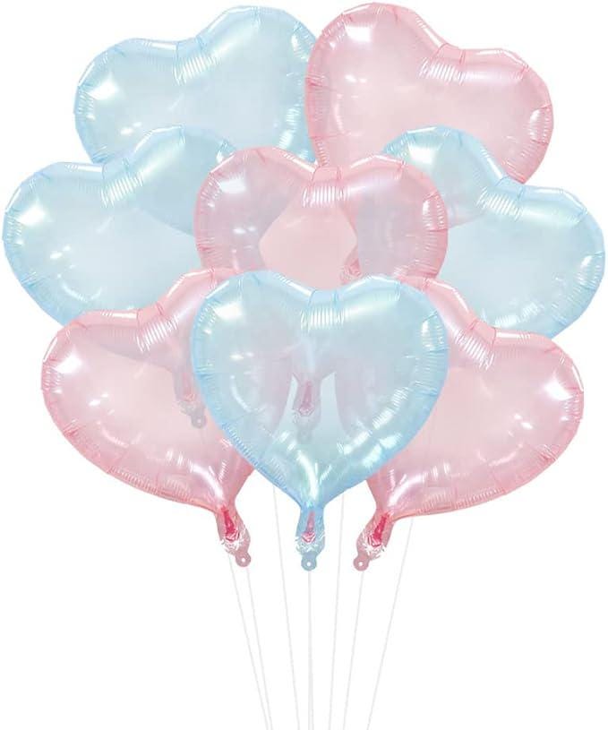 20Pcs Crystal Pastel Clear Heart Balloons 18 Inch Transparent Mylar Party Decor