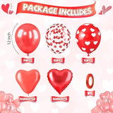 50Pcs Pearl Red Heart Balloons Latex Foil Balloons Valentines Party Decor