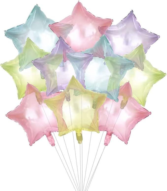 20Pcs Crystal Pastel Clear Star Balloons 18 Inch Transparent Mylar Party Decor