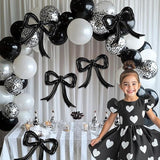 4Pcs Black Bow Foil Balloons Mylar Balloon Set Birthday Bridal Shower Party Decor