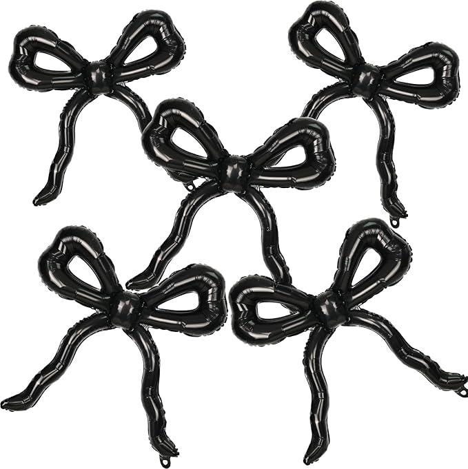5Pcs Black Bow Mylar Foil Balloons Giant Party Decorations Birthday Wedding Bridal Shower