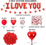 Valentines Day Decorations 2 Set Red I Love You Balloons Rose Petals Party Decor