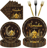 96 Piece Ramadan Party Tableware Set Plates Napkins Forks Decorations 24 Guests