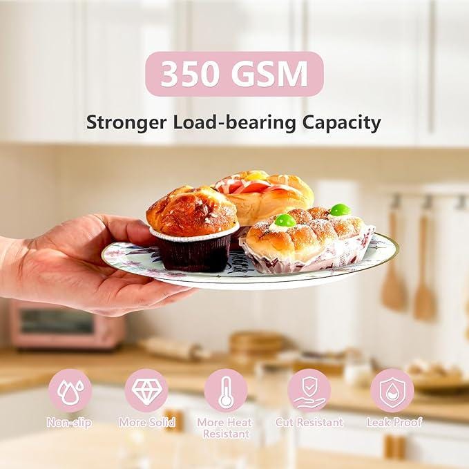 Pink Ramadan Mubarak Party Set: Floral Crescent Design, 24 Guests