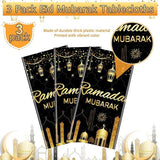 3 Pack Ramadan Plastic Tablecloths Eid Mubarak Disposable Table Covers 54x108 Inch