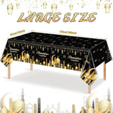 3 Pack Ramadan Plastic Tablecloths Eid Mubarak Disposable Table Covers 54x108 Inch