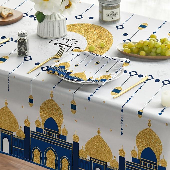 Ramadan Rectangular Tablecloth 60x84 Inch Washable Eid Mubarak Table Cover Party Decor