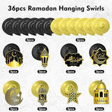 36 Piece Ramadan Eid Mubarak Ceiling Foil Swirls Hanging Danglers Streamers Party Decor