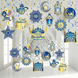 30 Piece Ramadan Mubarak Hanging Swirls Gold Star Moon Lantern Ceiling Party Decor