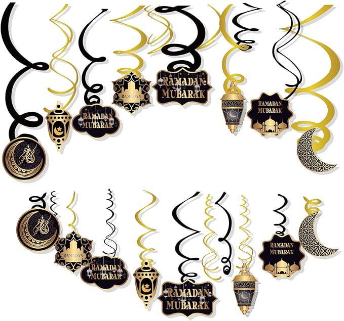 30 Piece Ramadan Mubarak Hanging Swirl Ceiling Party Decorations Baby Shower Birthday Party