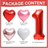 5pcs Sweetheart Valentine Balloons Red Heart Shaped Birthday Baby Shower Decorations