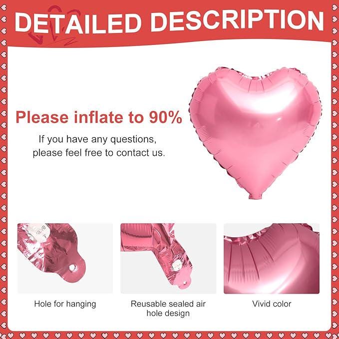 5pcs Sweetheart Valentine Balloons Red Heart Shaped Birthday Baby Shower Decorations