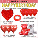 Happy Birthday Decorations For Women Romantic Balloons Set Love Banner Rose Heart Balloons