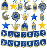 34 Pcs Ramadan Decorations Mubarak Eid Kareem Banner Garland Party Supplies