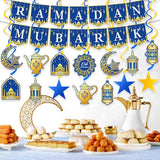 34 Pcs Ramadan Decorations Mubarak Eid Kareem Banner Garland Party Supplies