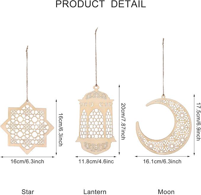 12 Pcs Ramadan Decorations Eid Mubarak Hanging Ornaments Moon Star Lantern