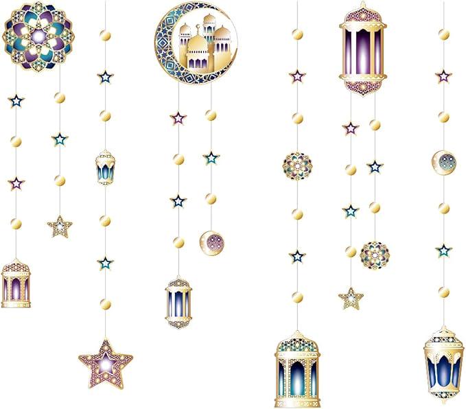 6 String Ramadan Decoration Set Mubarak Garland Moon Streamer Eid Party Supplies