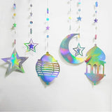 Iridescent Ramadan Decorations Moon Star Garland Crescent Eid Banner Home Party Decor