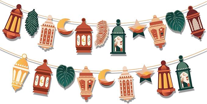 Ramadan Party Banners Mubarak Eid Garland Banner Muslim Celebration Decorations