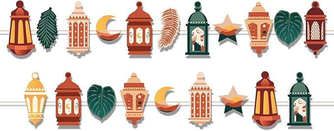Ramadan Party Banners Mubarak Eid Garland Banner Muslim Celebration Decorations
