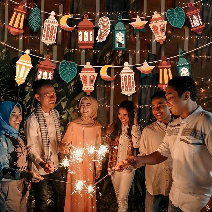 Ramadan Party Banners Mubarak Eid Garland Banner Muslim Celebration Decorations