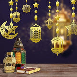 24 Pcs Islamic Star Moon Lantern Ramadan Garland Eid Banner Gold Party Wall Decor