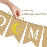 Jute Ramadan Mubarak Banner Moon Star Mantel Fireplace Home Decorations