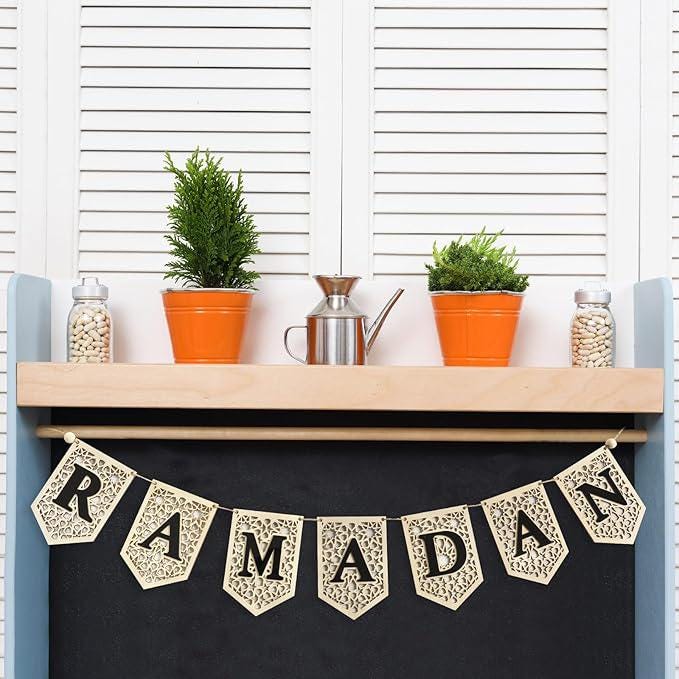 Acrylic Ramadan Banner 2026 Black Eid Mubarak Hanging Garland Home Decor
