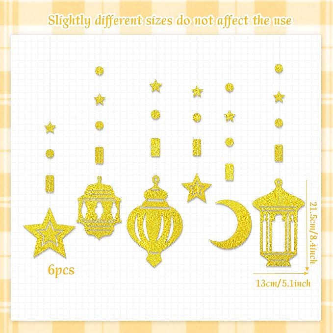 Gold Eid Banner Garland Ramadan Hanging Banner Home Decorations