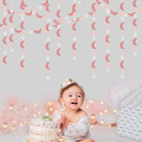 Pink Rose Gold Moon Star Garland Twinkle Hanging Decoration Eid Ramadan Party