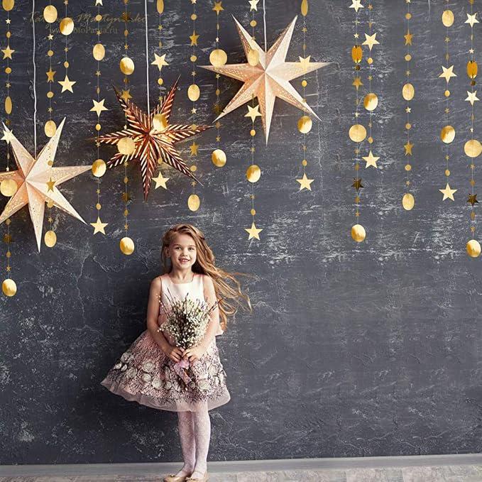 Gold Star Garland Hanging Decorations Twinkle Stars Birthday Baby Shower Party