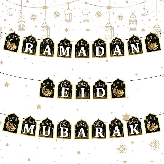 2 in 1 Ramadan Banner Eid Mubarak Hanging Decorations Home Wall Tree Garland