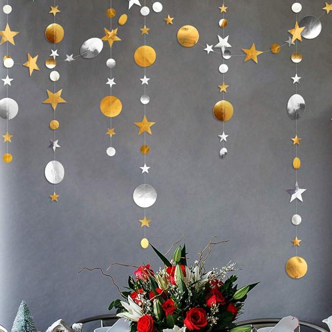Silver Gold Star Garland Twinkle Hanging Decorations Birthday Baby Shower Ramadan Eid