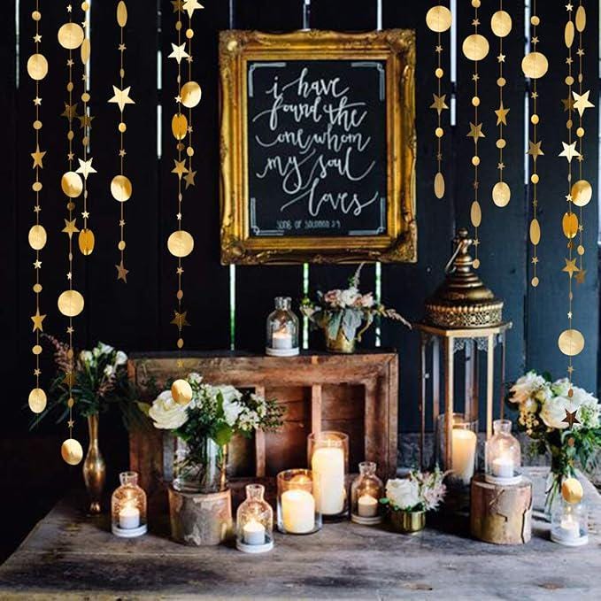 Silver Gold Star Garland Twinkle Hanging Decorations Birthday Baby Shower Ramadan Eid