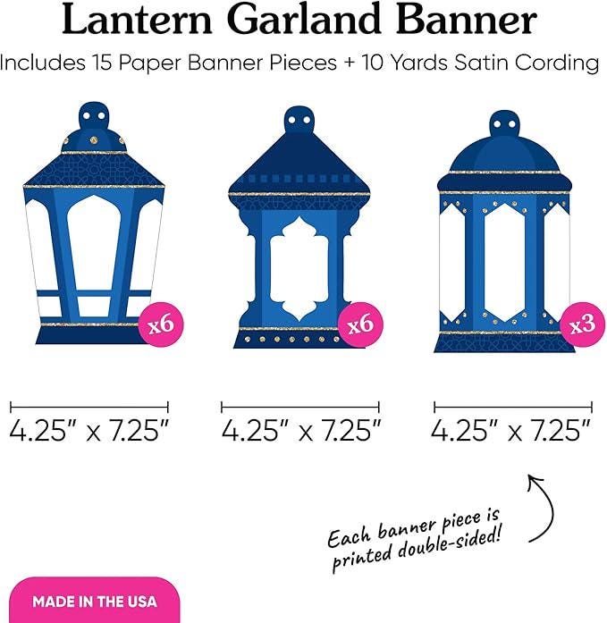 Ramadan Lanterns Garland Banner Eid Decorations Hanging Bunting Photo Backdrop
