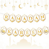 2pcs Ramadan Kareem Banner Eid Mubarak Hanging Decorations Home Wall Tree Garland