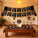 31Pcs Eid Mubarak Banners Ramadan Kareem Hanging Swirls Moon Star Wall Decorations