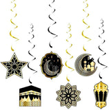 31Pcs Eid Mubarak Banners Ramadan Kareem Hanging Swirls Moon Star Wall Decorations