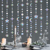4 Pack Iridescent Star Moon Garland Holographic Party Decorations Ramadan Eid Hanging